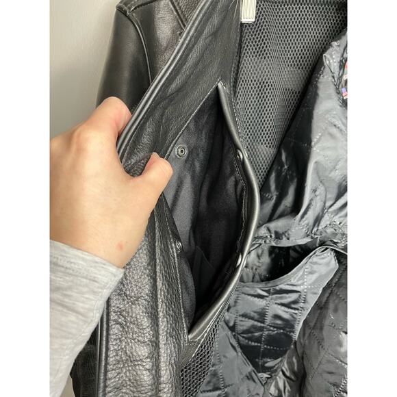 AM Leather 100% Leather Black  Motorcycle Riding Jacket w/ Pockets Mens Size 46 - Picture 9 of 11